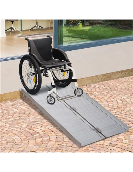 HOMCOM 4ft Folding Aluminum Wheelchair Ramp Scooter Portable Mobility Assist Suitcase Access Aid Disabled
