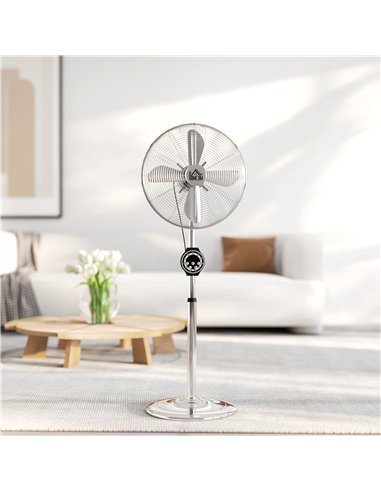 HOMCOM 16" Metal Pedestal Fan with Oscillating, Adjustable Height - Silver Tone