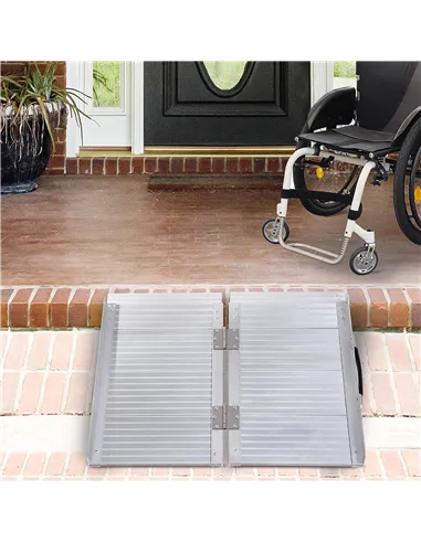 HOMCOM 2ft Folding Aluminum Wheelchair Ramp Scooter Portable Mobility Assist Suitcase Access Aid Disabled
