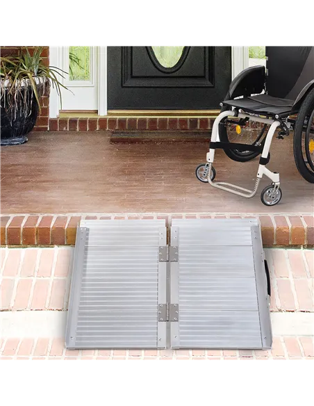 HOMCOM 2ft Folding Aluminum Wheelchair Ramp Scooter Portable Mobility Assist Suitcase Access Aid Disabled
