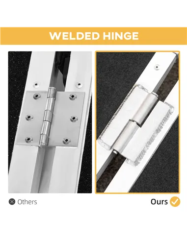 HOMCOM 2ft Aluminium Duo Wheelchair Ramp Pushchair Mobility Assistance Folding w/ Carry Handle Locking Chain Portable 61L x 72W 