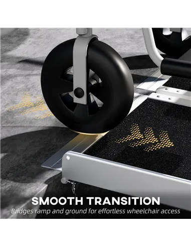 HOMCOM 2ft Aluminium Duo Wheelchair Ramp Pushchair Mobility Assistance Folding w/ Carry Handle Locking Chain Portable 61L x 72W 