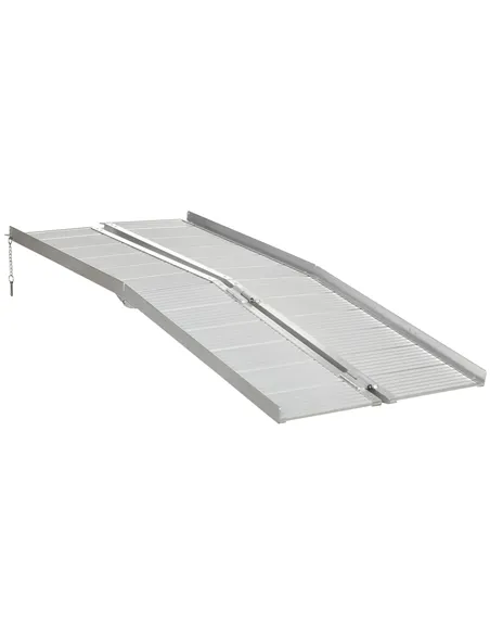 HOMCOM Textured Aluminum Folding Wheelchair Ramp, 183 x 72 cm Portable Threshold Ramp, for Scooter Steps Home Stairs Doorways