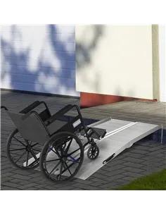 HOMCOM Textured Aluminum Folding Wheelchair Ramp, 183 x 72 cm Portable Threshold Ramp, for Scooter Steps Home Stairs Doorways 2