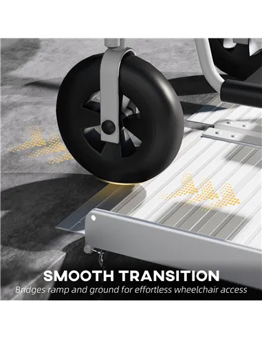 HOMCOM Textured Aluminum Folding Wheelchair Ramp, 183 x 72 cm Portable Threshold Ramp, for Scooter Steps Home Stairs Doorways