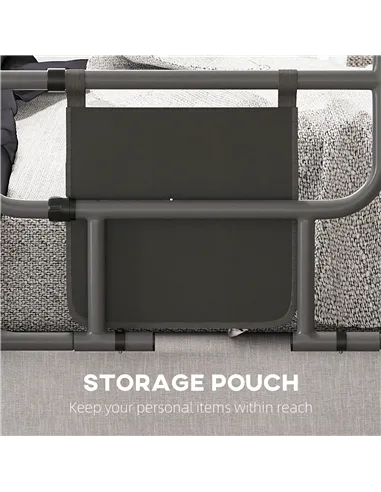 HOMCOM Folding Bed Rail for Elderly Adults, Bed Assist Rail with Storage Pocket for Disabled, Pregnant, Black