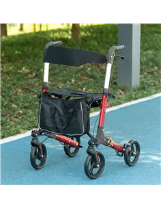HOMCOM Folding Rollator Walker with Seat and Backrest, Lightweight Walking Frame with Detachable Storage Bag, Dual Brakes, Adjus 2