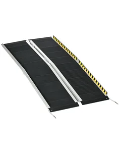 HOMCOM Wheelchair Ramp, 152L x 73Wcm, 272KG Capacity, Folding Aluminium Threshold Ramp with Non-Skid Surface, Transition Plates 