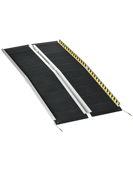 HOMCOM Wheelchair Ramp, 152L x 73Wcm, 272KG Capacity, Folding Aluminium Threshold Ramp with Non-Skid Surface, Transition Plates 