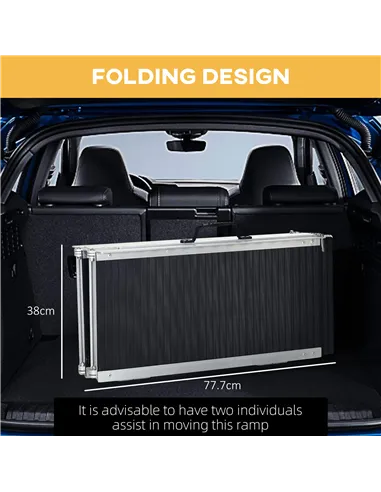 HOMCOM Wheelchair Ramp, 152L x 73Wcm, 272KG Capacity, Folding Aluminium Threshold Ramp with Non-Skid Surface, Transition Plates 