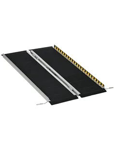 HOMCOM Wheelchair Ramp, 122L x 73Wcm, 272KG Capacity, Folding Aluminium Threshold Ramp with Non-Skid Surface, Transition Plates 