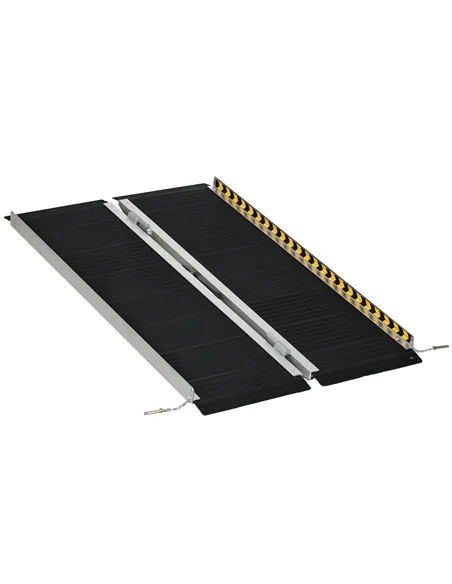 HOMCOM Wheelchair Ramp, 122L x 73Wcm, 272KG Capacity, Folding Aluminium Threshold Ramp with Non-Skid Surface, Transition Plates 