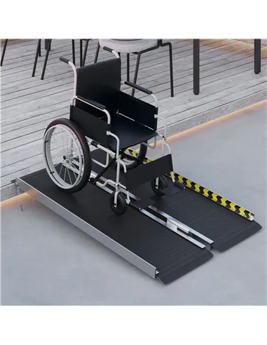 HOMCOM Wheelchair Ramp, 122L x 73Wcm, 272KG Capacity, Folding Aluminium Threshold Ramp with Non-Skid Surface, Transition Plates 