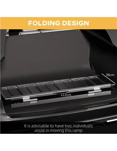 HOMCOM Wheelchair Ramp, 122L x 73Wcm, 272KG Capacity, Folding Aluminium Threshold Ramp with Non-Skid Surface, Transition Plates 