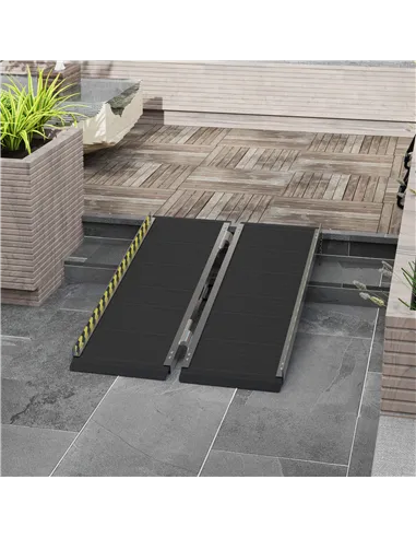 HOMCOM Wheelchair Ramp, 122L x 73Wcm, 272KG Capacity, Folding Aluminium Threshold Ramp with Non-Skid Surface, Transition Plates 