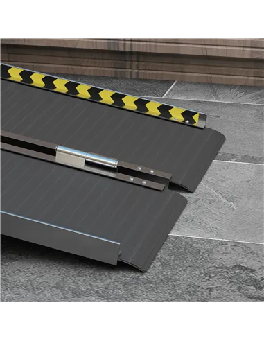 HOMCOM Wheelchair Ramp, 122L x 73Wcm, 272KG Capacity, Folding Aluminium Threshold Ramp with Non-Skid Surface, Transition Plates 