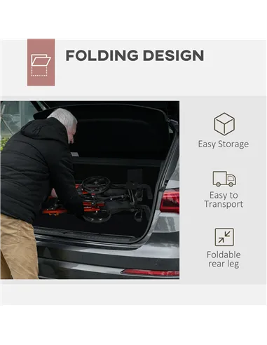 HOMCOM 4 Wheel Rollator with Seat and Back, Folding Mobility Walker with Carry Bag, Adjustable Height, Dual Brakes, Cane Holder,