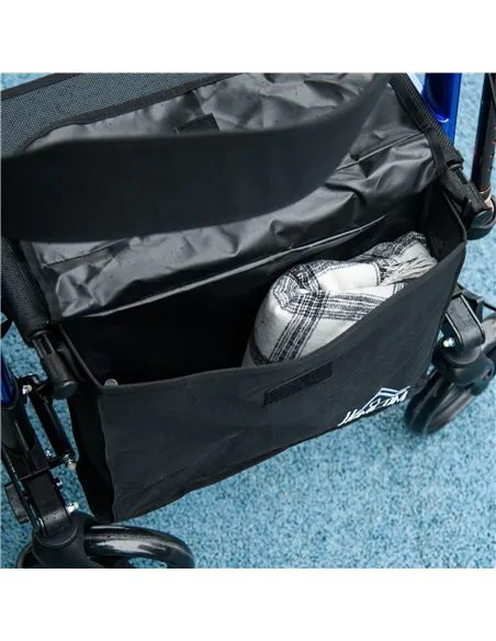 HOMCOM 4 Wheel Rollator with Seat and Back, Folding Mobility Walker with Carry Bag, Adjustable Height, Dual Brakes, Cane Holder,