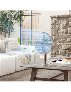 HOMCOM Three-Speed Oscillating Desk Fan - Silver-Tone 2