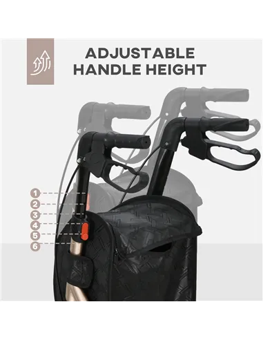 HOMCOM 3 Wheel Rollator, Lightweight Aluminium Tri Walker with Adjustable Handle, Storage Bag and Dual Brakes, Folding Mobility 