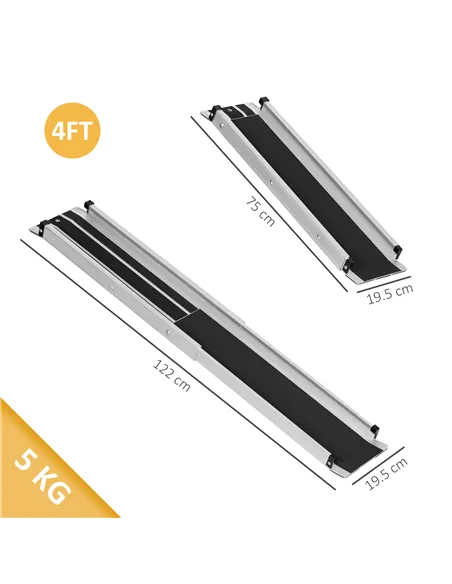 HOMCOM Set of Two 122cm Three-Level Aluminium Wheelchair Ramps