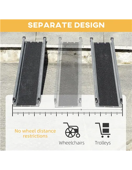 HOMCOM Set of Two 122cm Three-Level Aluminium Wheelchair Ramps