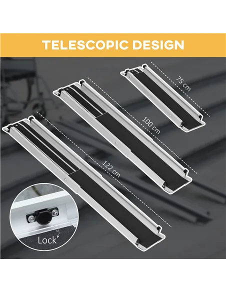 HOMCOM Set of Two 122cm Three-Level Aluminium Wheelchair Ramps