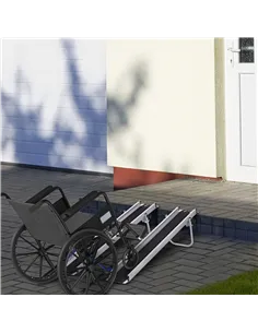 HOMCOM Set of Two 244cm Three-Level Aluminium Wheelchair Ramps 2