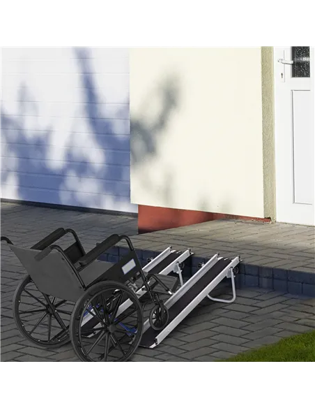 HOMCOM Set of Two 244cm Three-Level Aluminium Wheelchair Ramps
