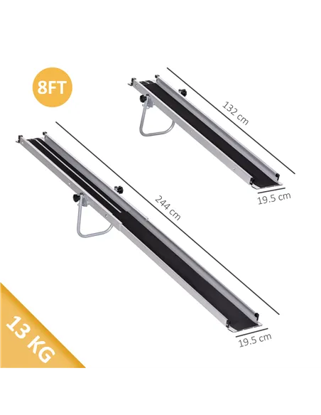 HOMCOM Set of Two 244cm Three-Level Aluminium Wheelchair Ramps