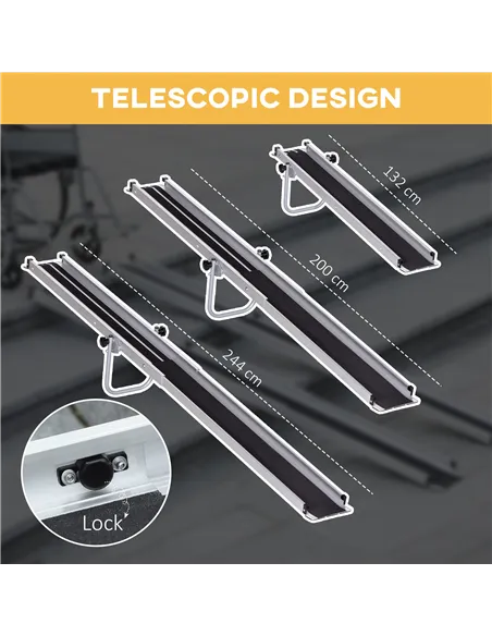 HOMCOM Set of Two 244cm Three-Level Aluminium Wheelchair Ramps