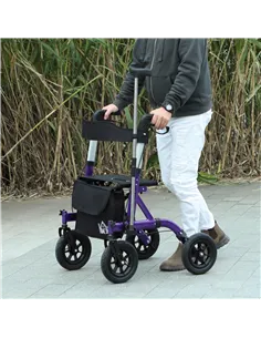 HOMCOM Folding Rollator Walker with Seat, Backrest, Lightweight Walking Frame with Storage Bag, Dual Brakes, All-terrain Wheels, 2