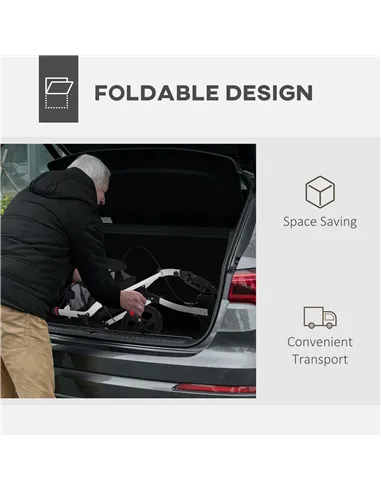 HOMCOM Folding Upright Rollator Walker with Lightweight Walking Frame, Storage Bag, Tray, Dual Brakes, Adjustable Handle Height,