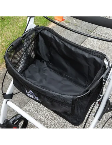 HOMCOM Folding Upright Rollator Walker with Lightweight Walking Frame, Storage Bag, Tray, Dual Brakes, Adjustable Handle Height,
