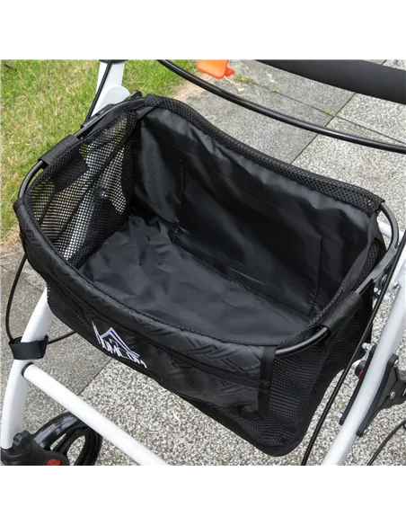 HOMCOM Folding Upright Rollator Walker with Lightweight Walking Frame, Storage Bag, Tray, Dual Brakes, Adjustable Handle Height,