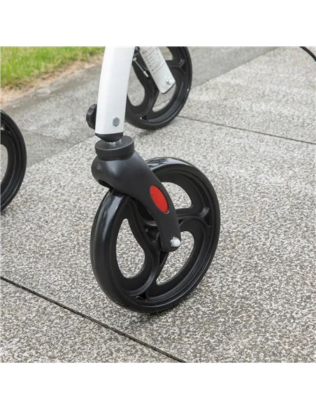 HOMCOM Folding Upright Rollator Walker with Lightweight Walking Frame, Storage Bag, Tray, Dual Brakes, Adjustable Handle Height,