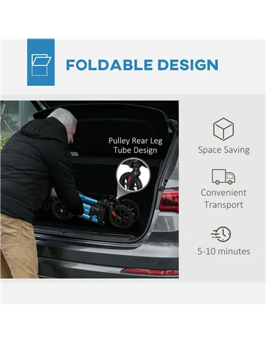 HOMCOM Folding Rollator Walker with Seat, Backrest, Lightweight Walking Frame with Storage Bag, Dual Brakes, Adjustable Handle H