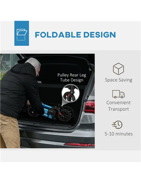 HOMCOM Folding Rollator Walker with Seat, Backrest, Lightweight Walking Frame with Storage Bag, Dual Brakes, Adjustable Handle H