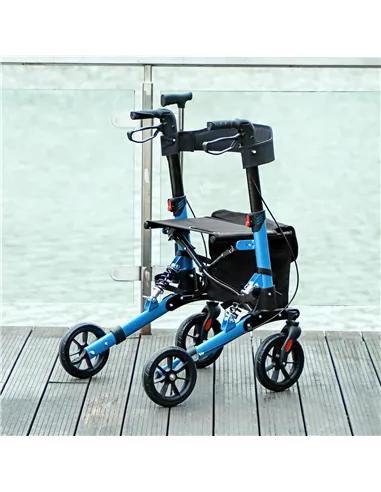 HOMCOM Folding Rollator Walker with Seat, Backrest, Lightweight Walking Frame with Storage Bag, Dual Brakes, Adjustable Handle H