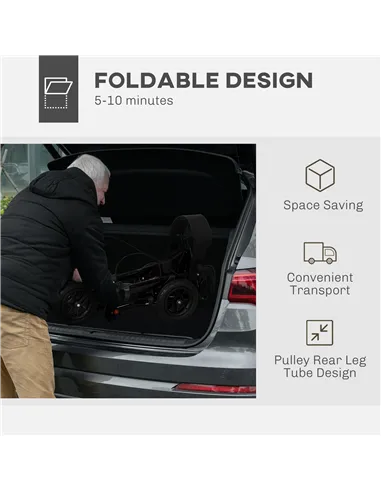 HOMCOM Folding Rollator Walker with Padded Seat, Backrest, Lightweight Walking Frame with Storage Bag, Dual Brakes, All-terrain 