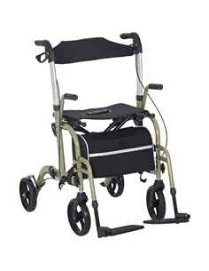 HOMCOM Rollator Walker Wheelchair, with Brakes and Bag - Yellow/Green