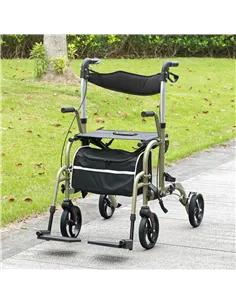HOMCOM Rollator Walker Wheelchair, with Brakes and Bag - Yellow/Green 2