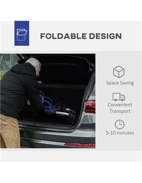 HOMCOM 2 in 1 Wheelchair Transport Chair & Folding Rollator Walker with Seat, Backrest, Footrest, Lightweight Walking Frame with