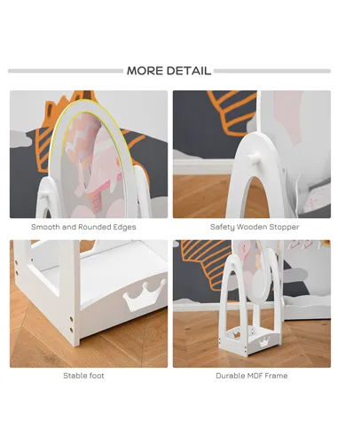 HOMCOM Free Standing Full Length Mirror, Child's Dressing Mirror with storage shelf, Children's White Bedroom Furniture 360° Rot