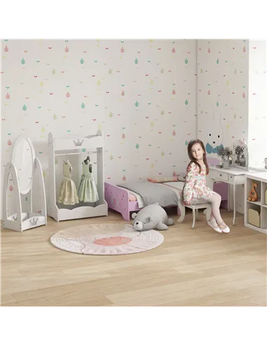 HOMCOM Free Standing Full Length Mirror, Child's Dressing Mirror with storage shelf, Children's White Bedroom Furniture 360° Rot