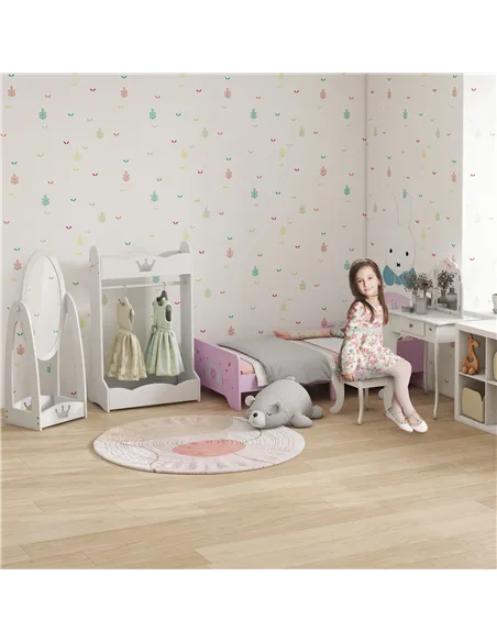 HOMCOM Free Standing Full Length Mirror, Child's Dressing Mirror with storage shelf, Children's White Bedroom Furniture 360° Rot