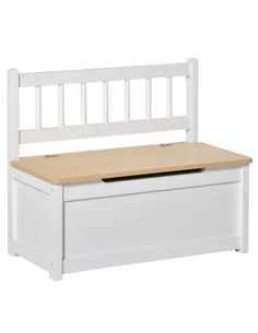 HOMCOM 2 In 1 Wooden Toy Box, Seat Storage Bench, Storage Chest Cabinet Organiser, with Safety Pneumatic Rod