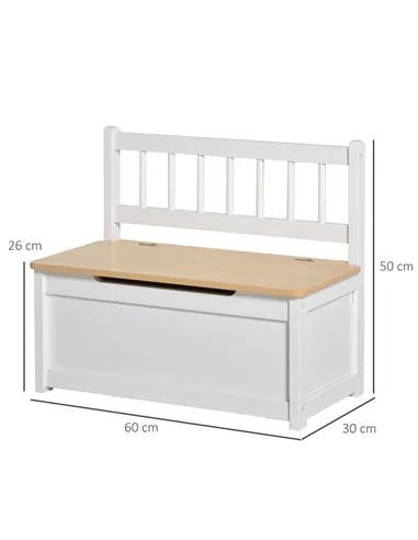 HOMCOM 2 In 1 Wooden Toy Box, Seat Storage Bench, Storage Chest Cabinet Organiser, with Safety Pneumatic Rod