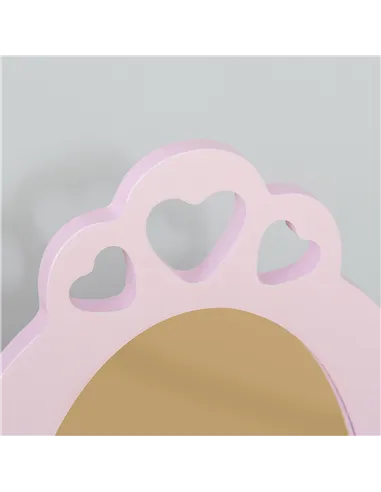 HOMCOM Kids Vanity Table & Stool Girls Dressing Set Make Up Desk Chair Dresser Play Set with Mirror Pink