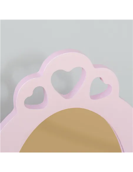 HOMCOM Kids Vanity Table & Stool Girls Dressing Set Make Up Desk Chair Dresser Play Set with Mirror Pink